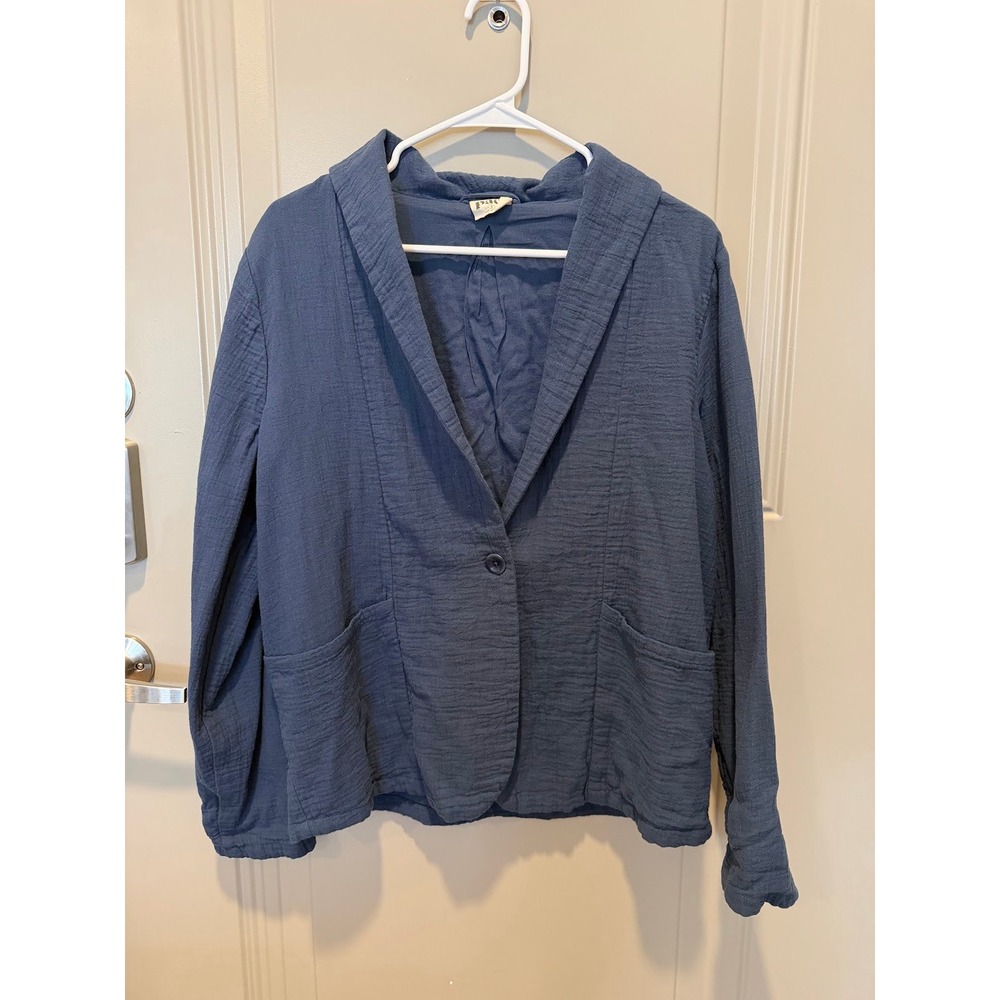 Pact Organic Cotton Coastal Double Gauze Lined Easy Jacket Blue Size Small